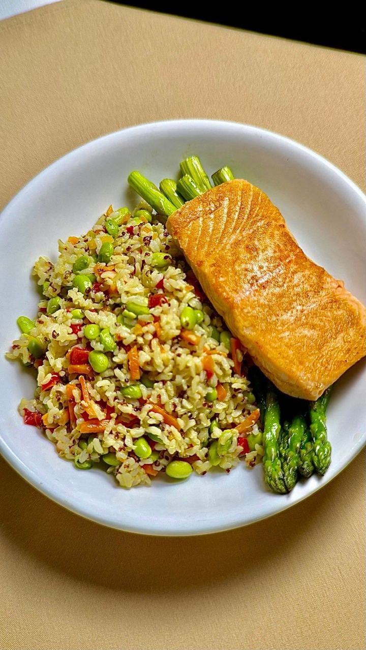 Salmon and rice bowl filmed for Sudbury Point Grill